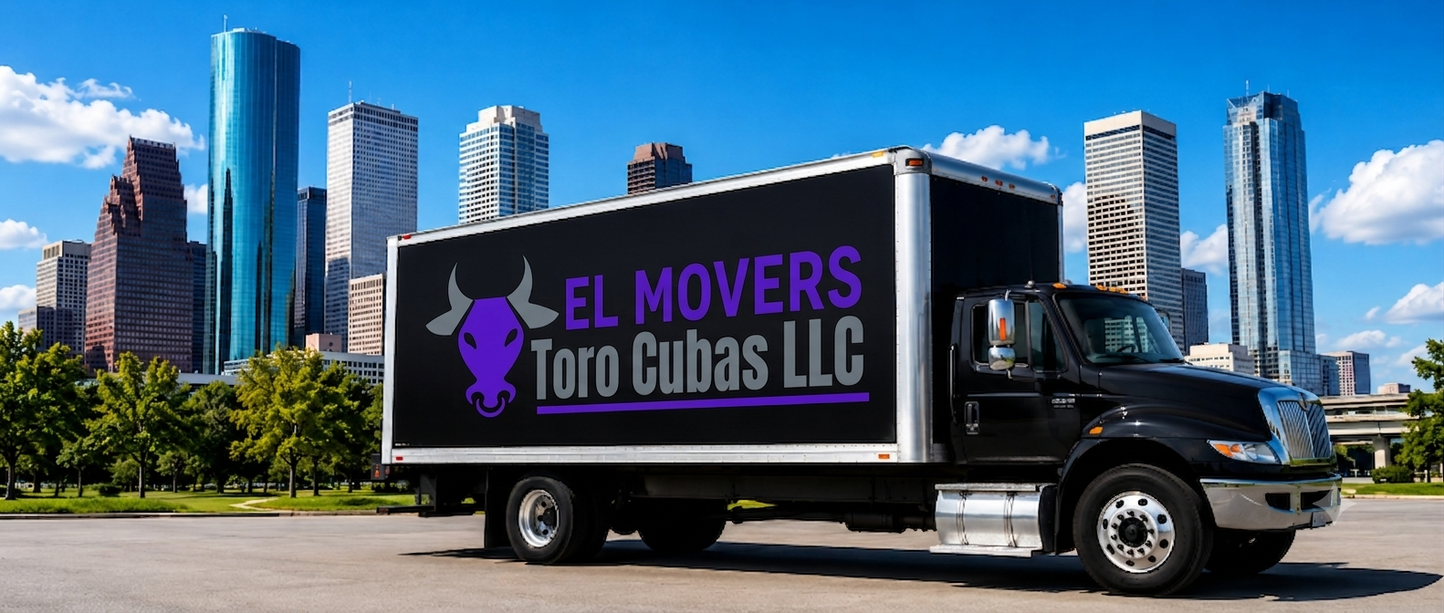 El Movers Toro Cubas LLC truck with Houston skyline